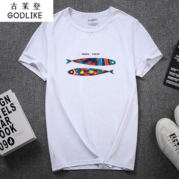 古萊登（GODLIKE） 短袖 男士T恤 白色小魚 