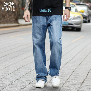 沐秋（MUQIU） 寬松褲 青春休閑，基礎(chǔ)大眾 男士牛仔褲