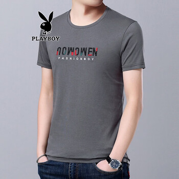 花花公子（PLAYBOY ESTABLISHED 1953） 短袖 男士T恤 灰色639 