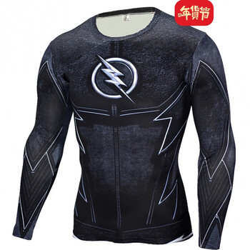 鹿斯特 長袖 男士T恤 長袖閃電俠黑 S，XL，L，XXL，XXXL，M