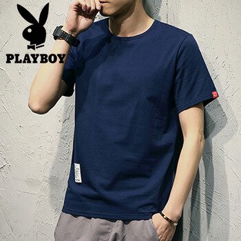花花公子（PLAYBOY ESTABLISHED 1953） 短袖 男士T恤 藏青色 MT01 