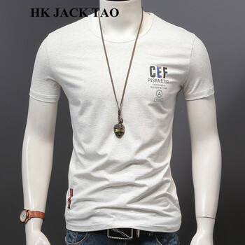 hk jack tao 短袖 男士T恤 白灰色-706 