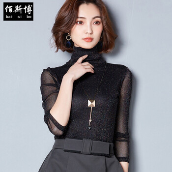 長(zhǎng)袖沙高領(lǐng)打底衫黑色