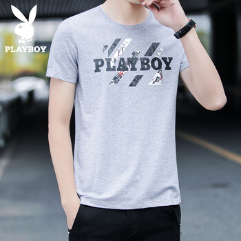 花花公子（PLAYBOY） 短袖 男士T恤 SYH36093 灰色 
