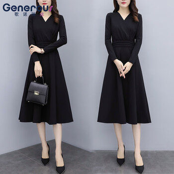 歌諾瑞絲（GENUORUISI） 純色 拉鏈，立體剪裁 連衣裙