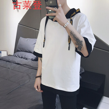 古萊登（GODLIKE） 短袖 男士T恤 白色純色假兩件 