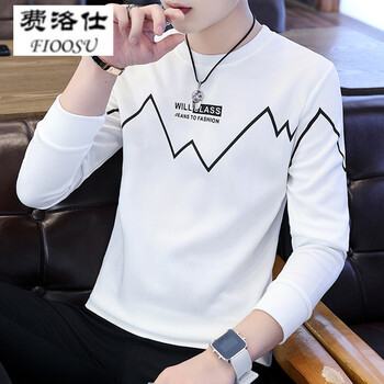 費(fèi)洛仕（FIOOSU） 長(zhǎng)袖 男士T恤 心跳白色 