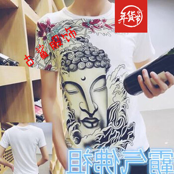 尊尚鳥 短袖 男士T恤 新款紋身大佛 