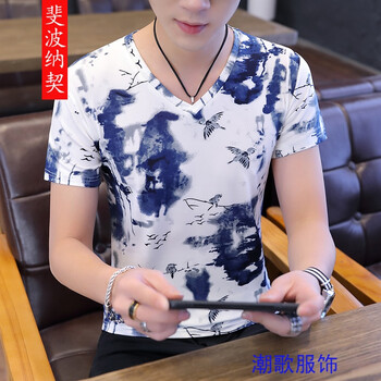 斐波納契 短袖 男士T恤 水墨 
