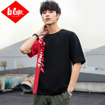 Lee Cooper 五分袖 男士T恤 黑色 