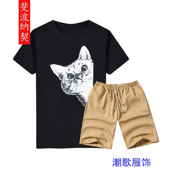 斐波納契 短袖 男士T恤 T43黑色+卡其 
