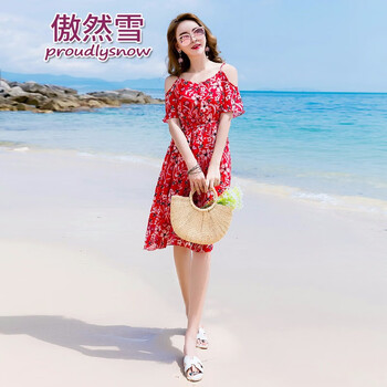 傲然雪（proudlysnow） 碎花 拼接，紐扣，印花 連衣裙