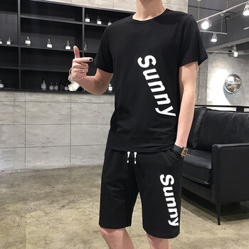 愛寶奇（AIBAOQI） 短袖 男士T恤 黑衣黑褲套裝 