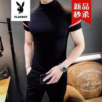花花公子（PLAYBOY ESTABLISHED 1953） 短袖 男士T恤 A55黑色 