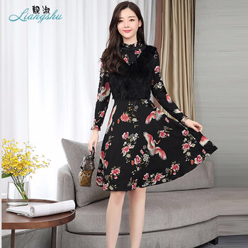 靚淑（liangshu） 碎花 蝴蝶結(jié) 連衣裙