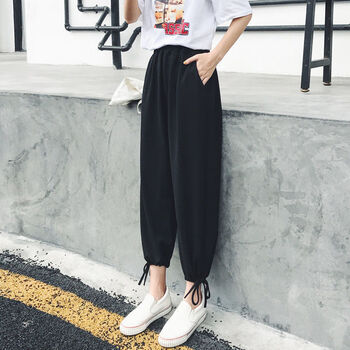 女哈倫帶腰帶七分褲