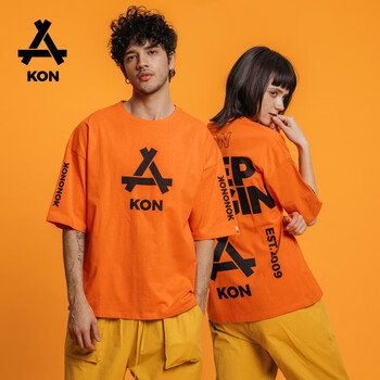 KON 短袖 男士T恤 橘色 
