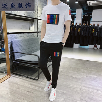 邁魚 短袖 男士T恤 白色 標準 