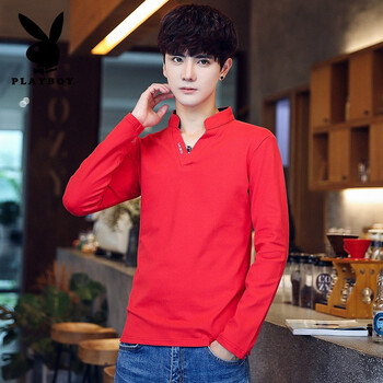 花花公子（PLAYBOY ESTABLISHED 1953） 長(cháng)袖 男士T恤 T02紅色 