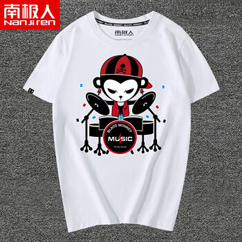 南極人（Nanjiren） 短袖 男士T恤 白/鼓手猴 