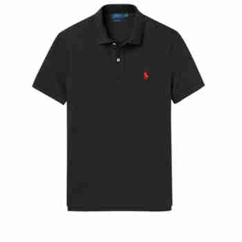 Polo Ralph Lauren 保罗拉夫劳伦 短袖男士Polo衫 男款翻领商务休闲男装上衣 黑色红标-小标 S码（建议55-65kg）