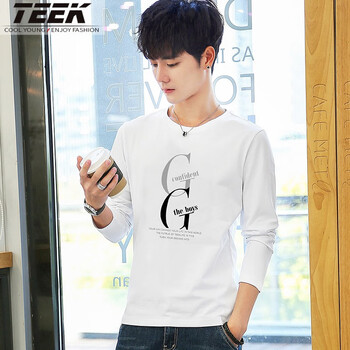 TEEK 長袖 男士T恤 【常規(guī)厚度】C565白色 