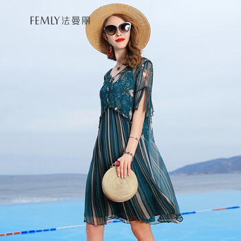 法曼麗（FEMLY）  花邊，紐扣，印花 連衣裙
