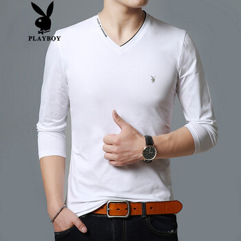花花公子（PLAYBOY） 長(zhǎng)袖 男士T恤 1563白色 