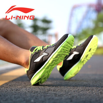 李寧（LI-NING）跑步鞋ARBK065-1檀黑色/黑/熒光亮綠 