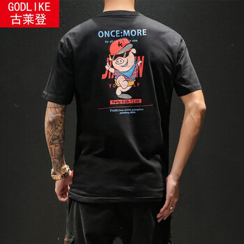 古萊登（GODLIKE） 短袖 男士T恤 黑色T204 