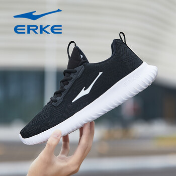 鴻星爾克（ERKE）跑步鞋黑白-飛織 