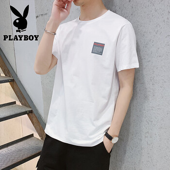 花花公子（PLAYBOY） 短袖 男士T恤 SY3336 白色 