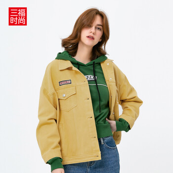 三福（SANFU）  長袖 女 短外套 口袋，印花