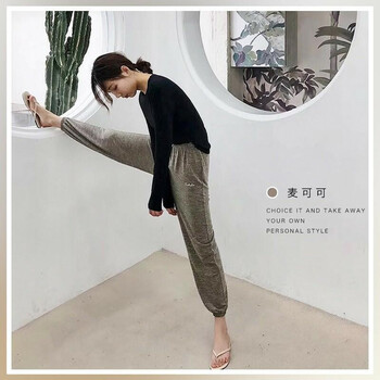 棲鳳竹（QI FENG ZHU） 自然腰 燈籠褲 女 九分褲 休閑褲