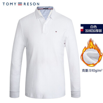 湯米里森（TOMYRESON） 長(zhǎng)袖 男士T恤 0905+08R白色加絨加厚 