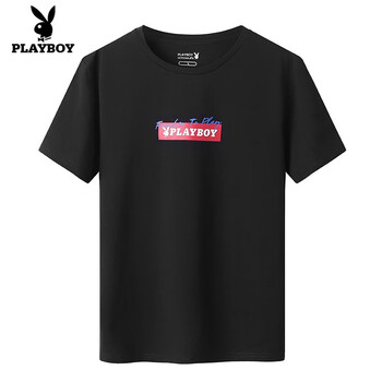 花花公子（PLAYBOY） 短袖 男士T恤 473黑色 