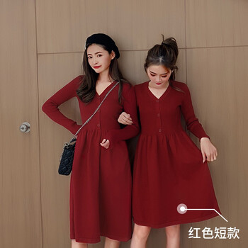 衣妻 純色 褶皺 連衣裙