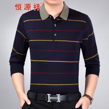 恒源祥（HYX） 長(zhǎng)袖 男士T恤 HYX599藏青長(zhǎng)袖 