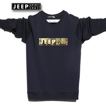 Jeep 長袖 男士T恤 藏藍色 