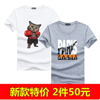 賓宇兄弟（BINYUXD） 短袖 男士T恤  拳擊貓白+斜塔灰 