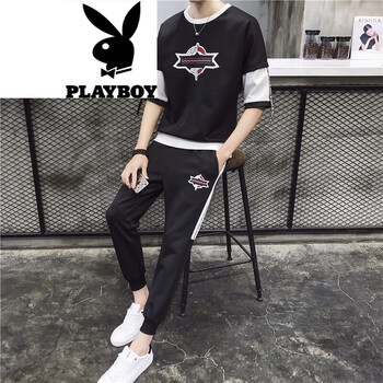 花花公子（PLAYBOY） 短袖 男士T恤 黑色TZ828 