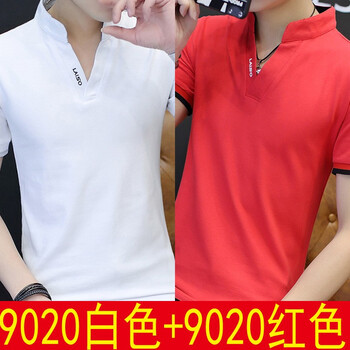 爆色（BAOSE） 短袖 男士T恤 9020白色+紅色 