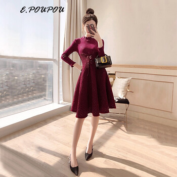 E.POUPOU 純色 亮片，荷葉邊，拼接，拉鏈，綁帶，褶皺，木耳邊，立體裝飾 連衣裙