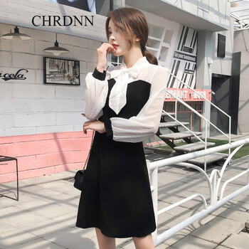 赤典（CHRDNN） 純色 蝴蝶結(jié) 連衣裙