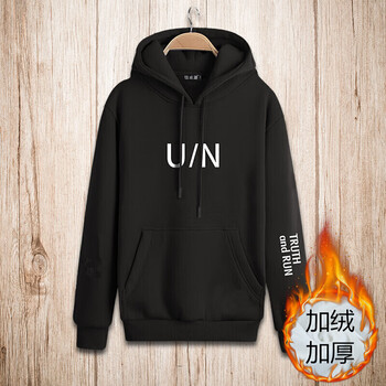 騎士普?。≒utin·Rider） 七分袖 男士T恤 UN連帽衛(wèi)衣黑色加絨款 XL，L，XXL，M