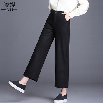 縷媞（LVTI） 松緊腰 闊腳褲 女 九分褲 休閑褲