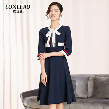 洛詩琳（LUXLEAD） 條紋 拼接 連衣裙