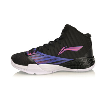 李寧（LI-NING）籃球鞋標(biāo)準(zhǔn)黑/亮紫藍(lán)/熒光果粉 