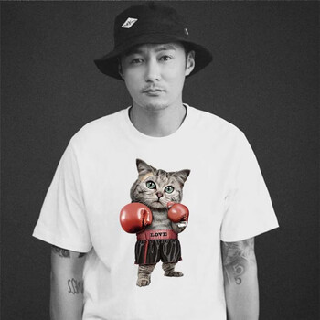 諾琎 短袖 男士T恤 白色 貓拳 