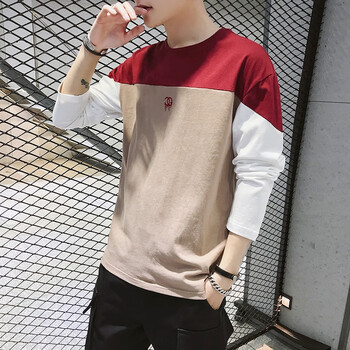 繭色（JIANSE） 長袖 男士T恤 31#酒紅 